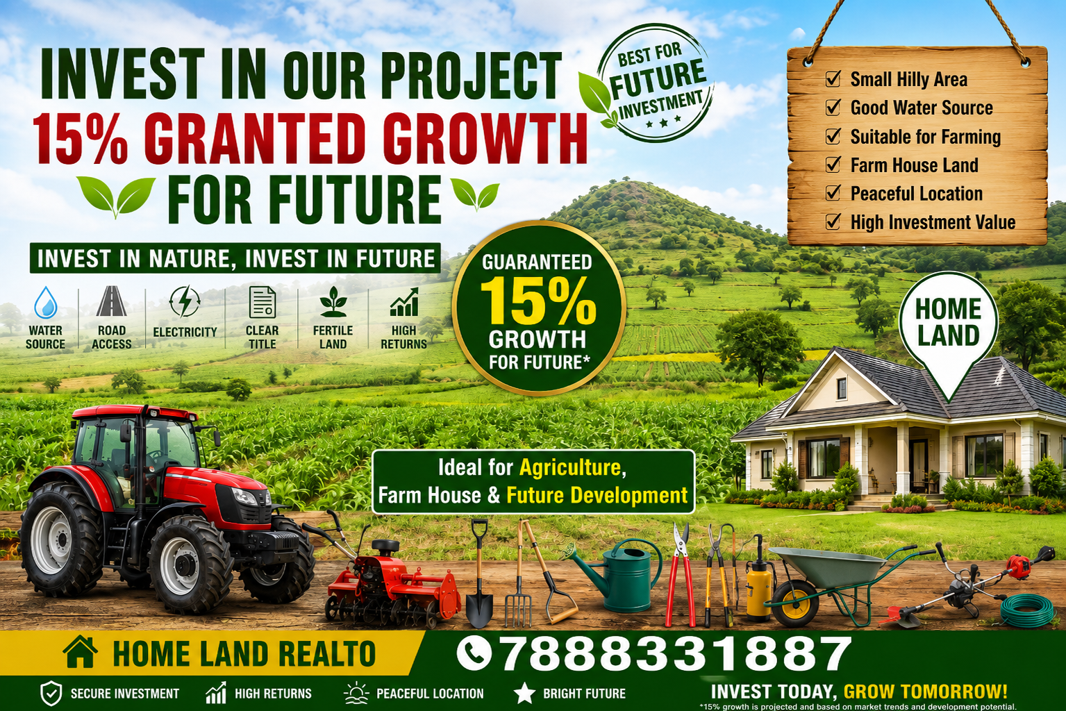 agriculture land only tree planting for sale